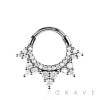 316L SURGICAL STEEL MULTI CZ CONE SPIKE SEPTUM HINGED SEGMENT HOOP RING